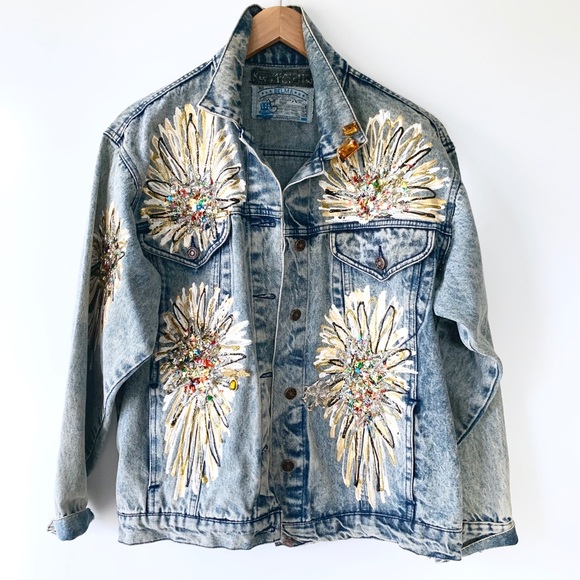 Vintage Jackets & Blazers - Vintage Embellished Denim Jacket